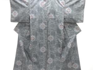 未使用品　花唐草模様織出し本場村山大島紬着物